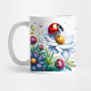A ladybug decorated with beautiful colorful flowers. Mug